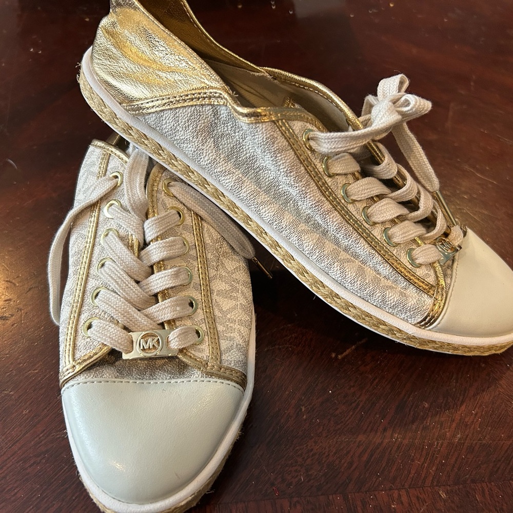 Michael Kors Metallic Gold and Cream Sneakers